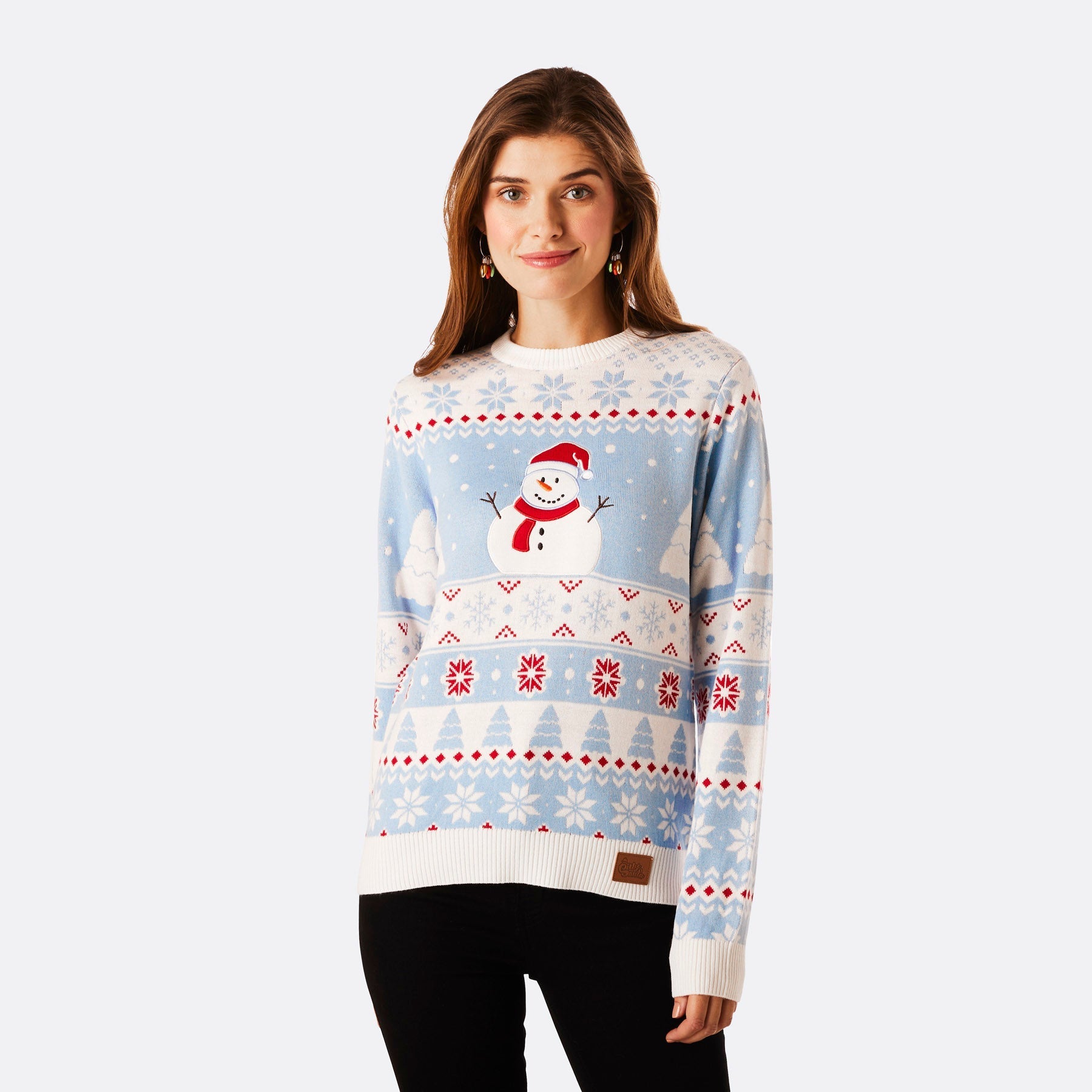 Billede af Stribet Snemand Julesweater Dame hos SillySanta