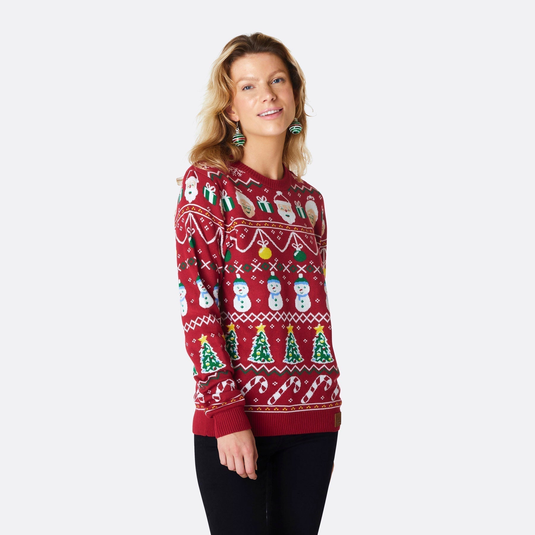 Billede af Stribet Rød Julesweater Dame