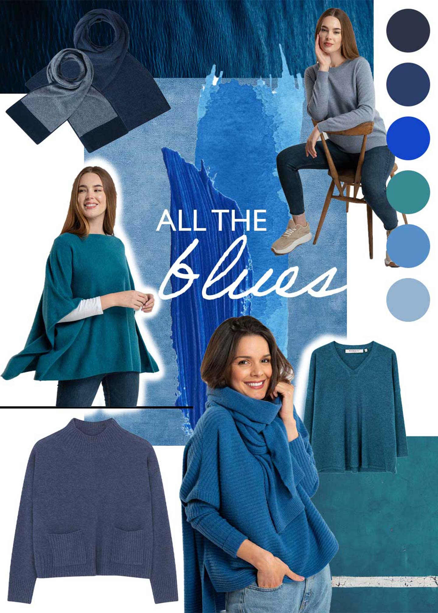 all the blues cashmere and cotton product montage