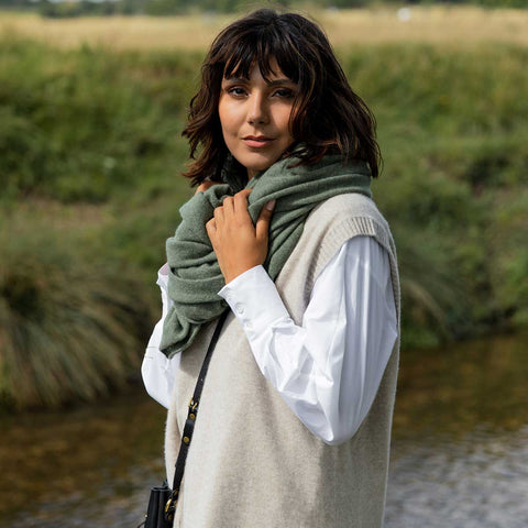 Woman wearing cashmere vest