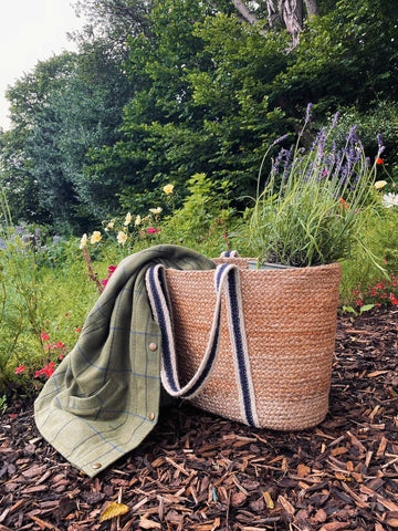 rattan handbag in the garden