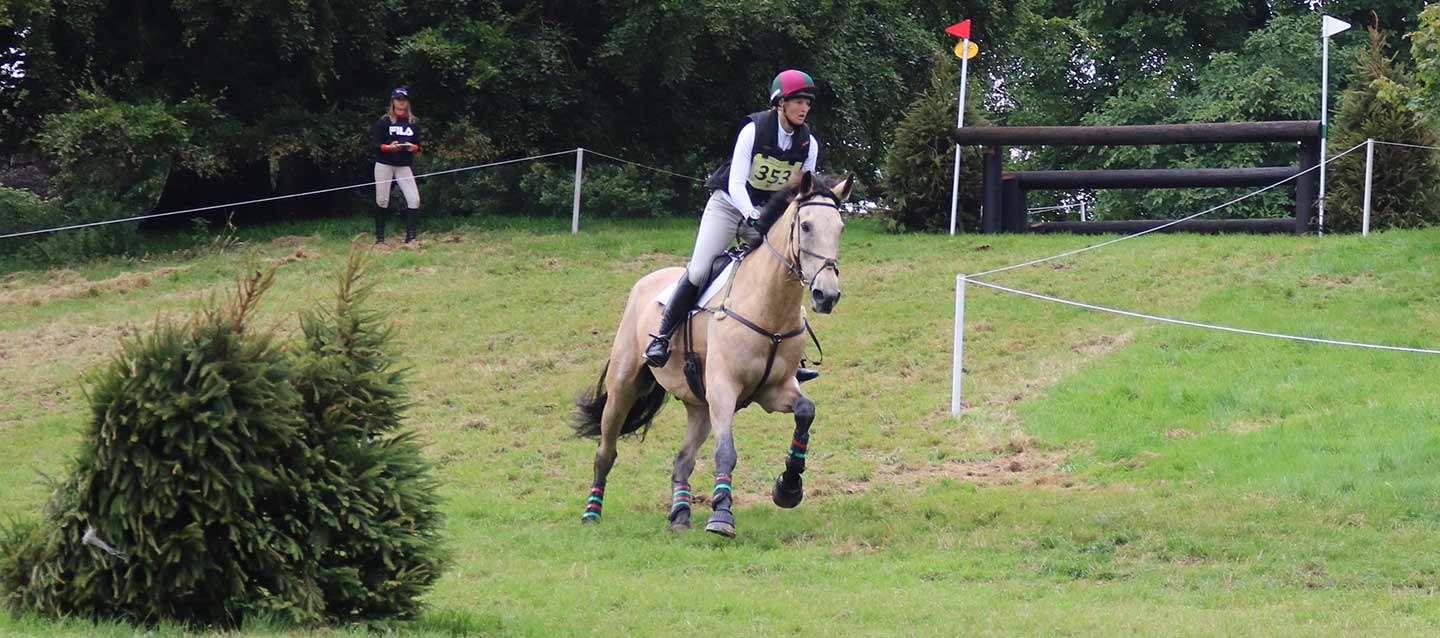 charlotte at the horse trial championships on the cross country course