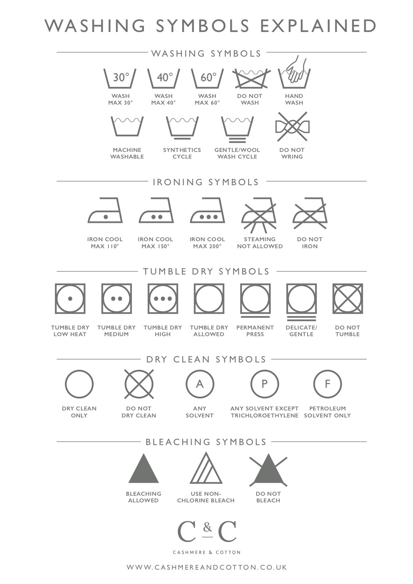 Washing & Laundry Symbols Explained & Cashmere & Cotton