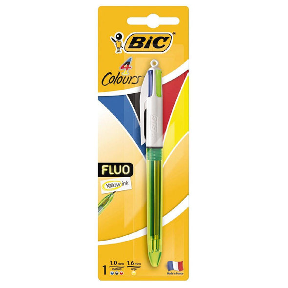 Bolígrafo Bic 4 colores FLUO