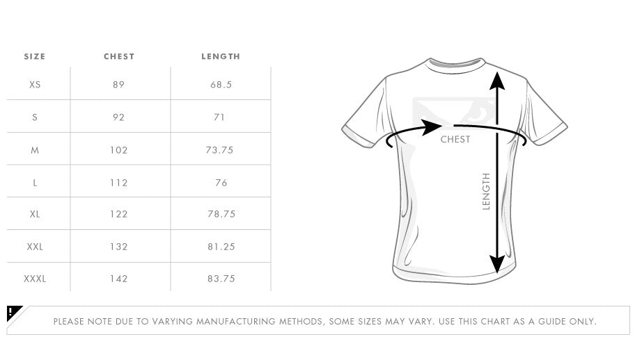 T-Shirt Size Chart – Bad Boy Brands