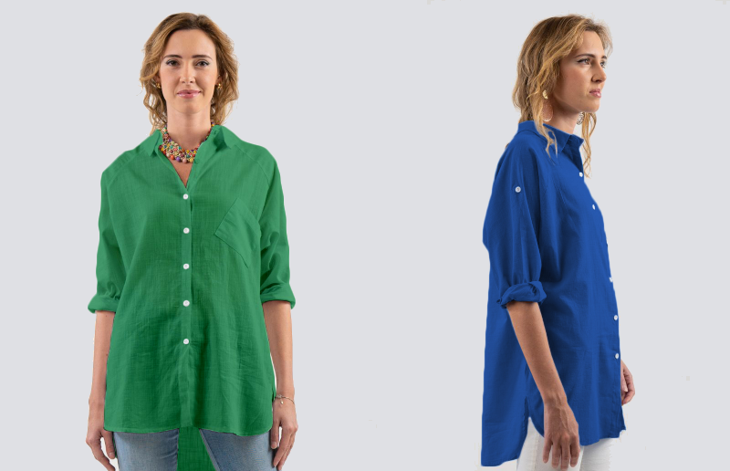 Elegant oversized linen shirt in neutral tone for versatile fashion