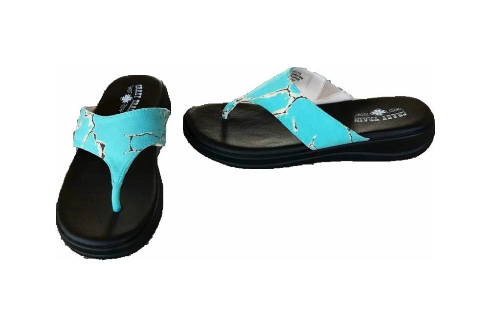 turquoise flip flops