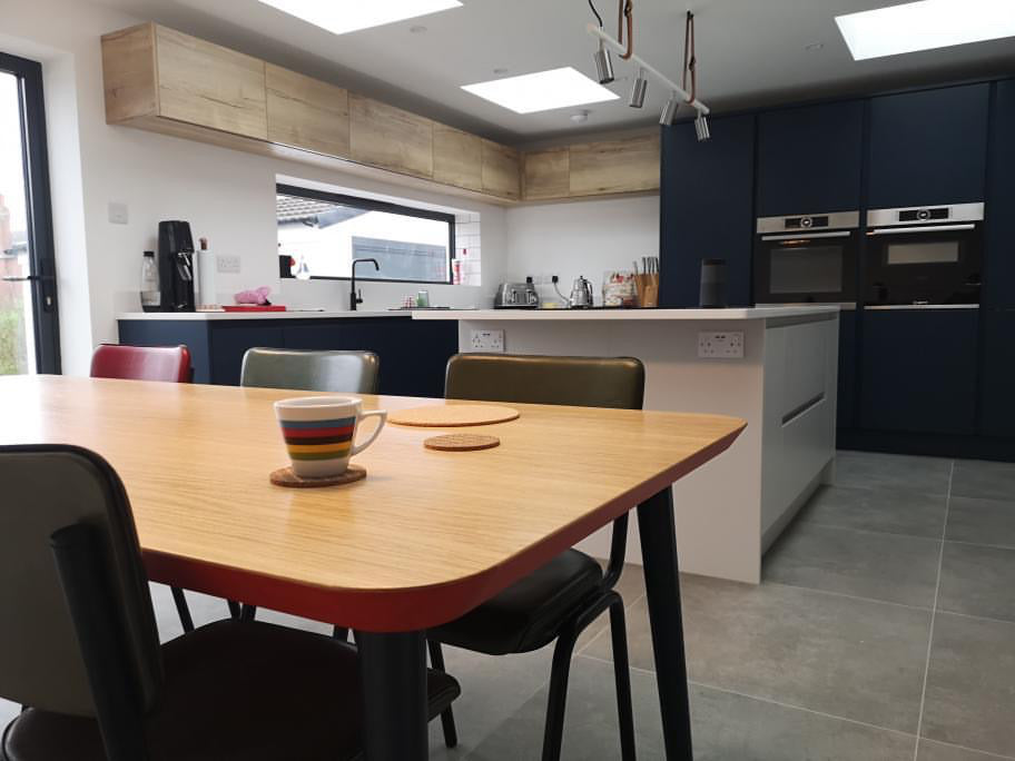 WW Table - Red, Blue & Oak - Hayche Furniture Clerkenwell