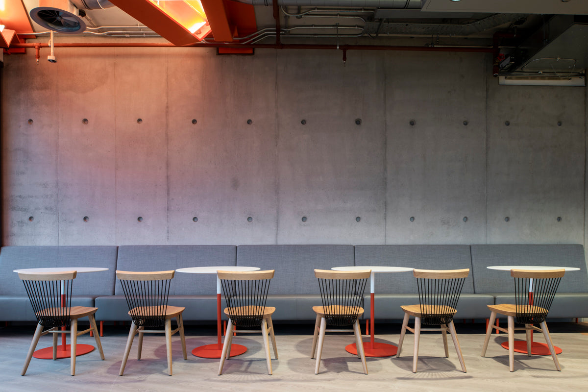 Brunel Building - Hayche Chairs - Paddington - Oak and Black Dining Chairs for Coworking