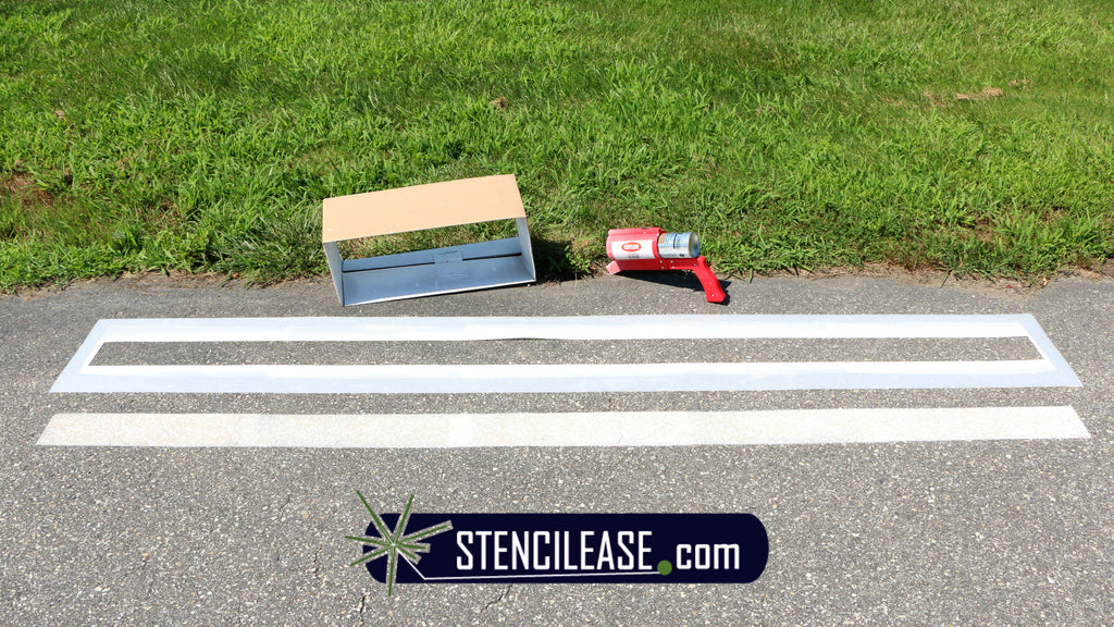 Spray box, StencilEase Line Stencil, Krylon Inverted Marking Wand and Professional Line Striping paint,