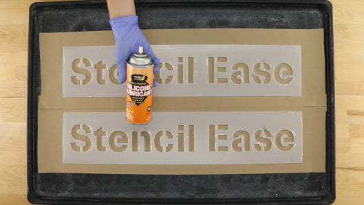 Protecting a stencil with silicon spray