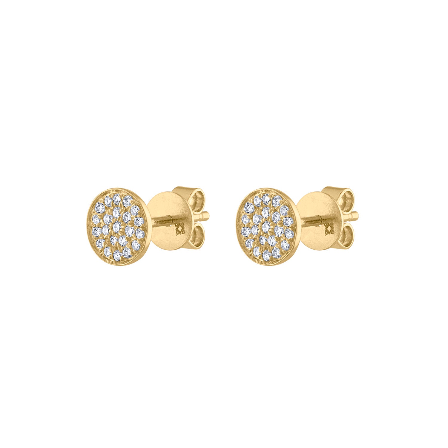 14KT GOLD SMALL PAVE DIAMOND DISK EARRING – Jewels by Joanne