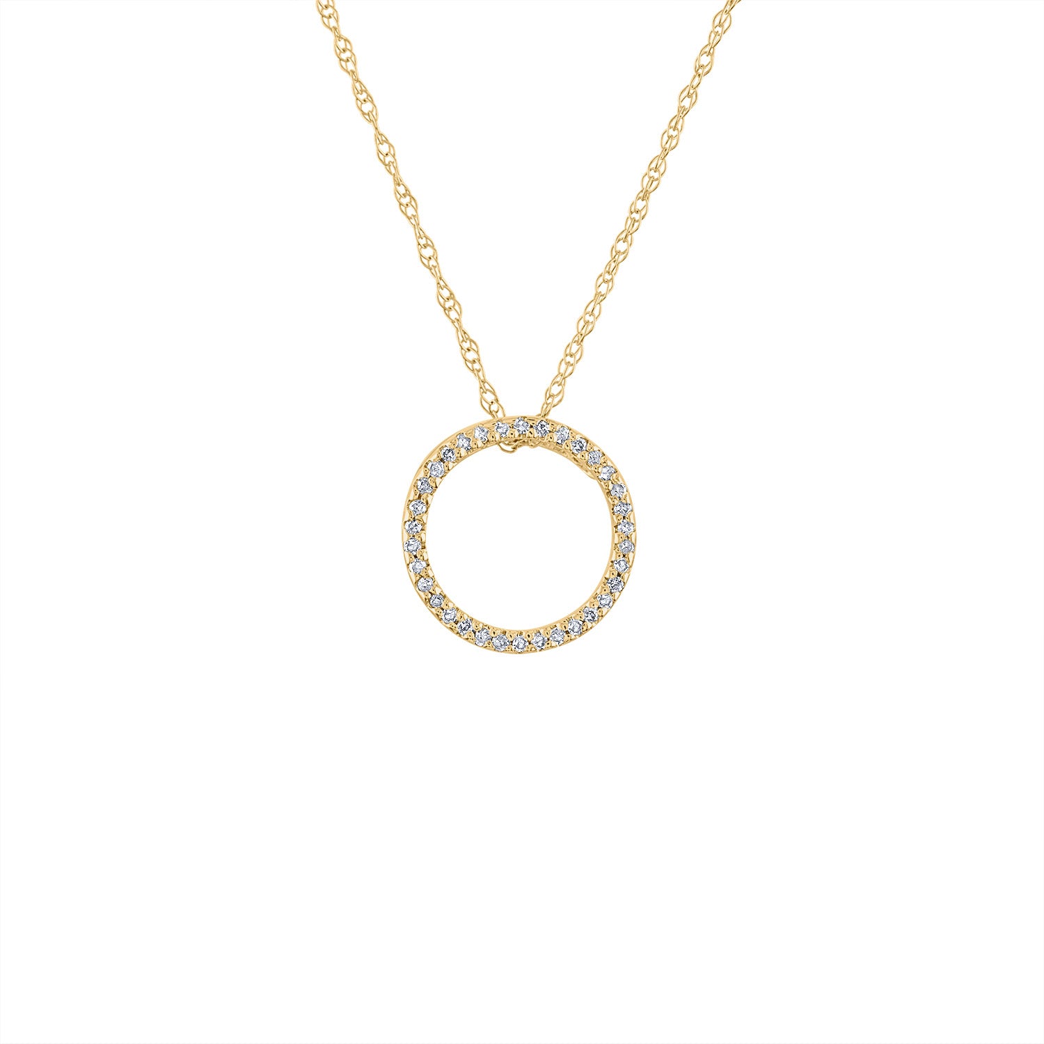 14KT GOLD SMALL DIAMOND OPEN CIRCLE NECKLACE – Jewels by Joanne