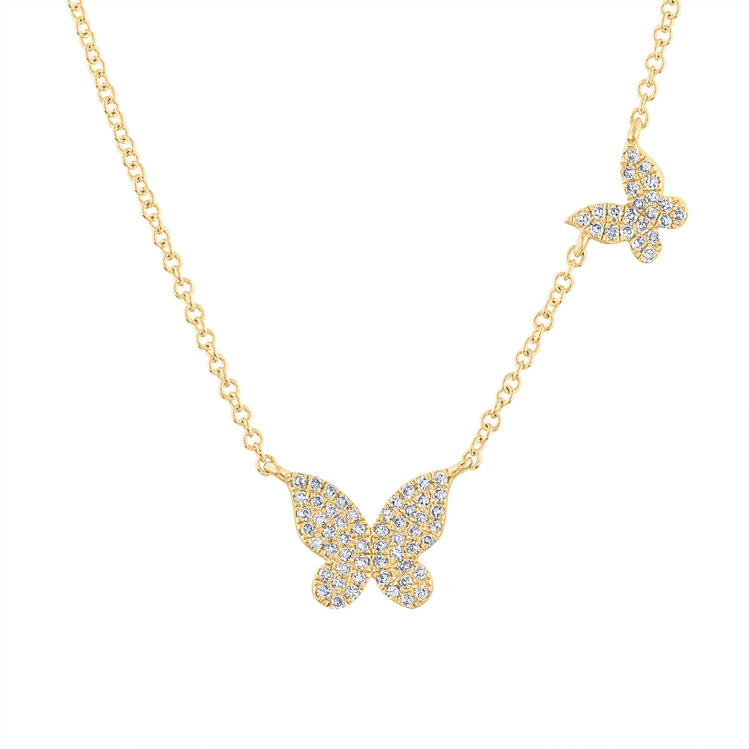 14kt Gold Diamond Two Butterfly Necklace Jewels By Joanne