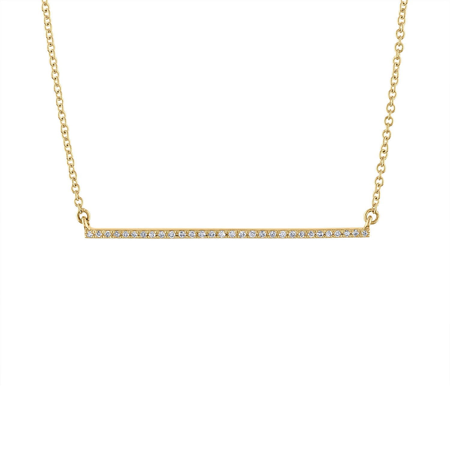 14KT GOLD THIN DIAMOND BAR NECKLACE 