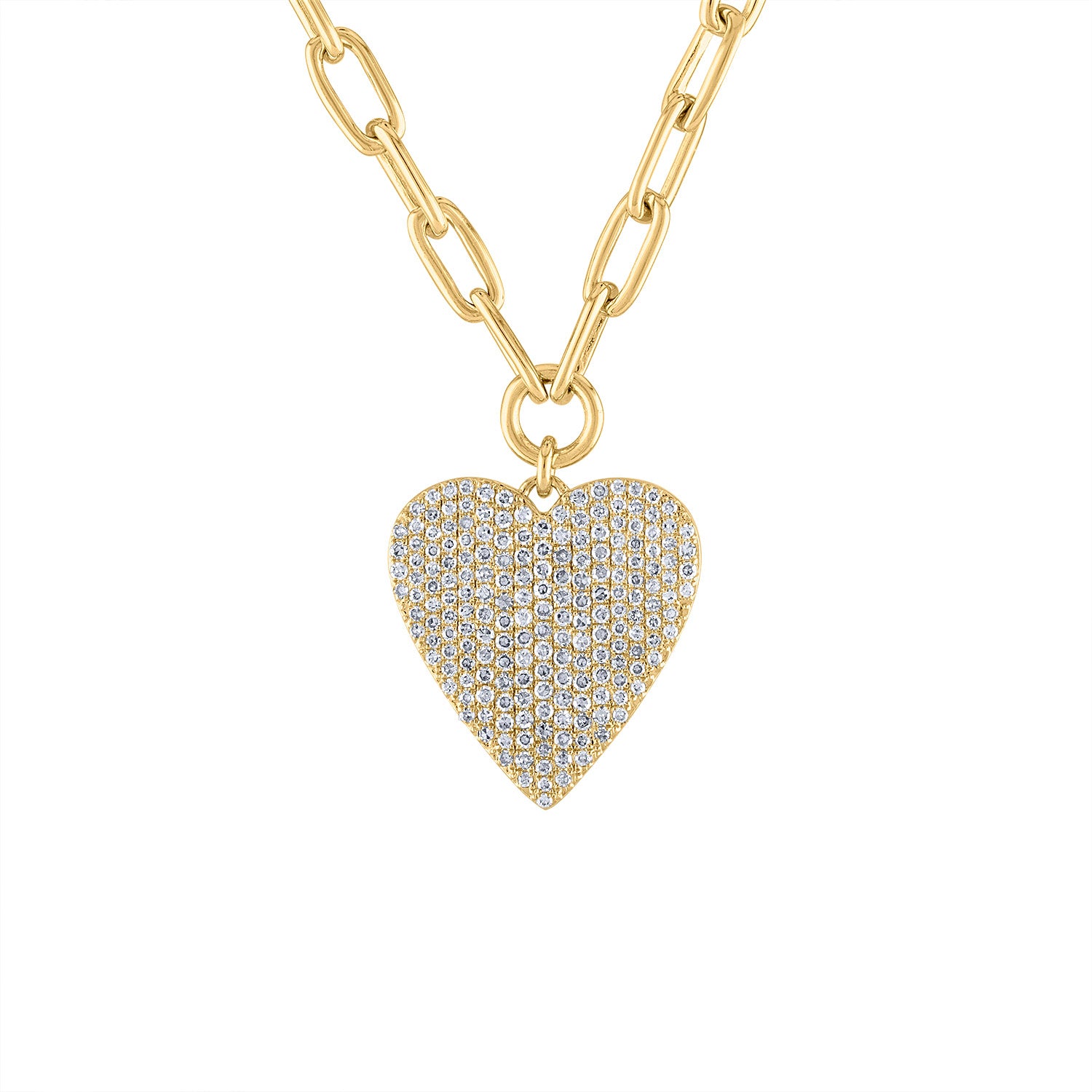 14KT GOLD PAVE DIAMOND HEART LINK CHAIN NECKLACE – Jewels by Joanne