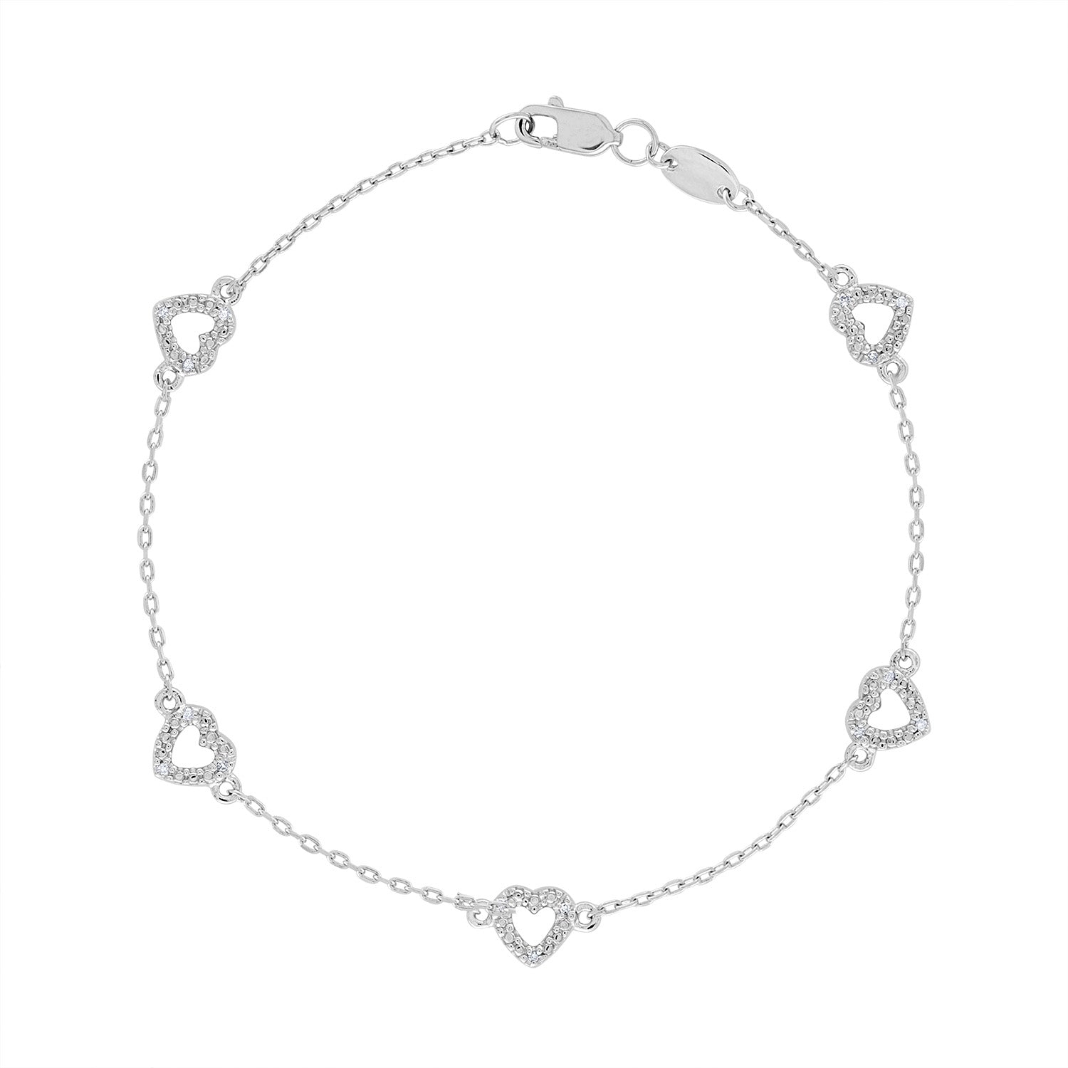 STERLING SILVER DIAMOND HEART BRACELET – Jewels by Joanne