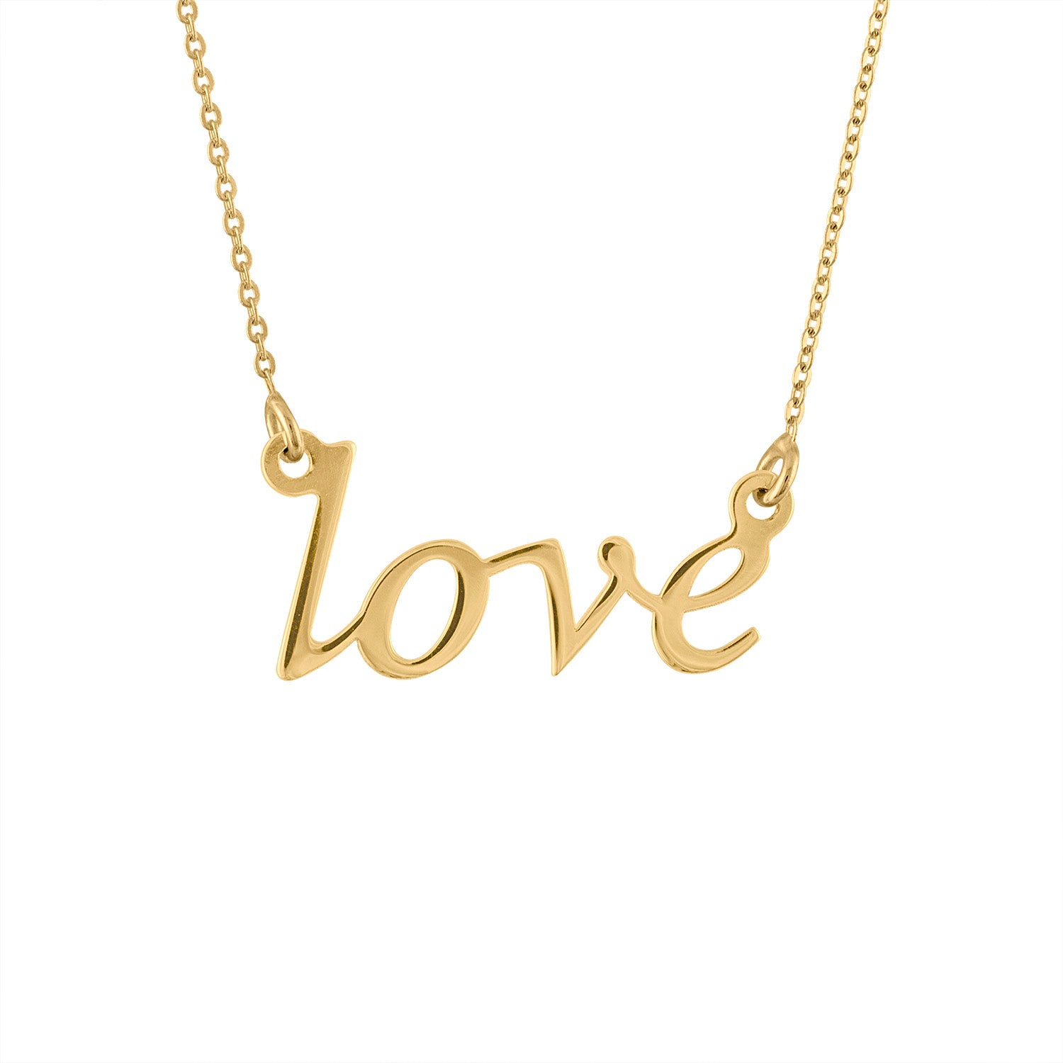 14kt Gold Love Script Necklace Jewels By Joanne