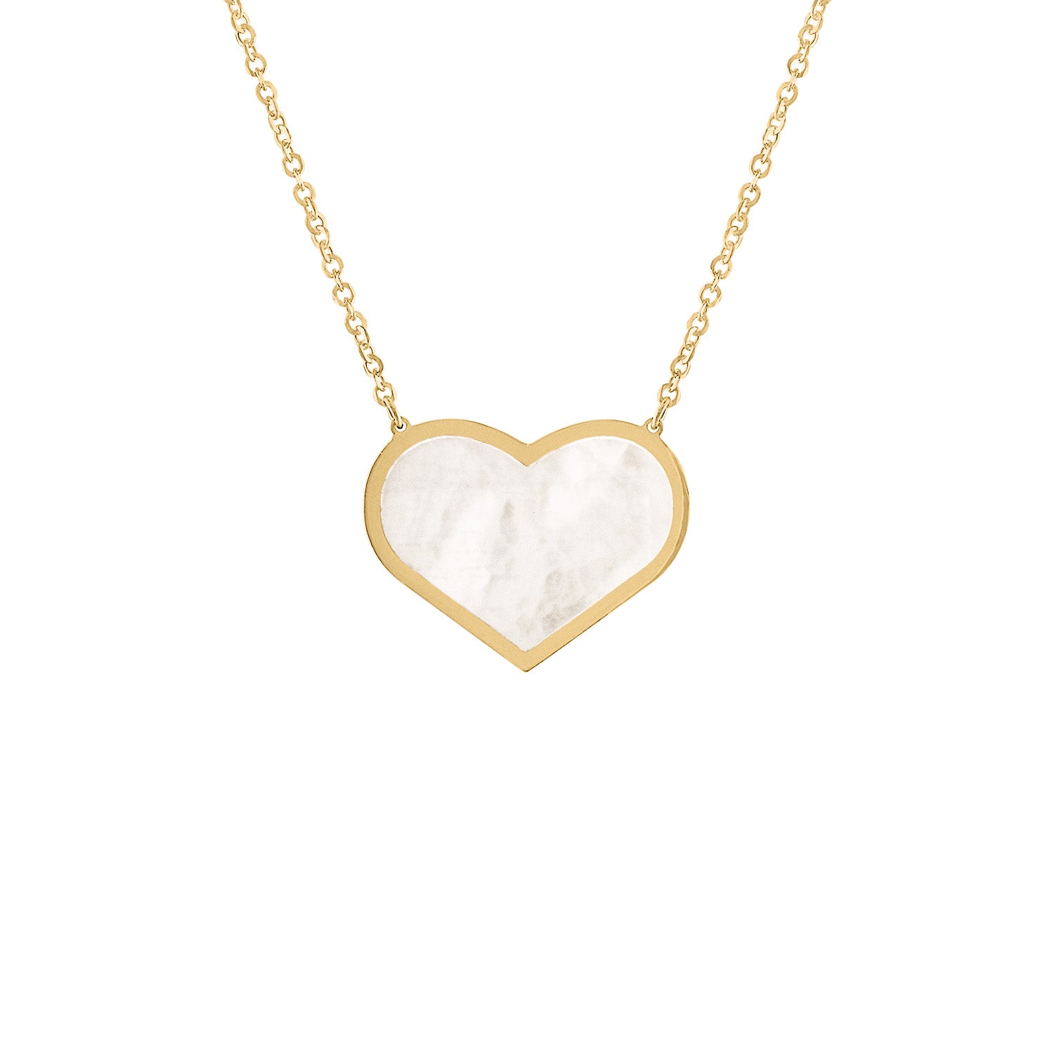 14KT GOLD LARGE MOTHER OF PEARL HEART NECKLACE