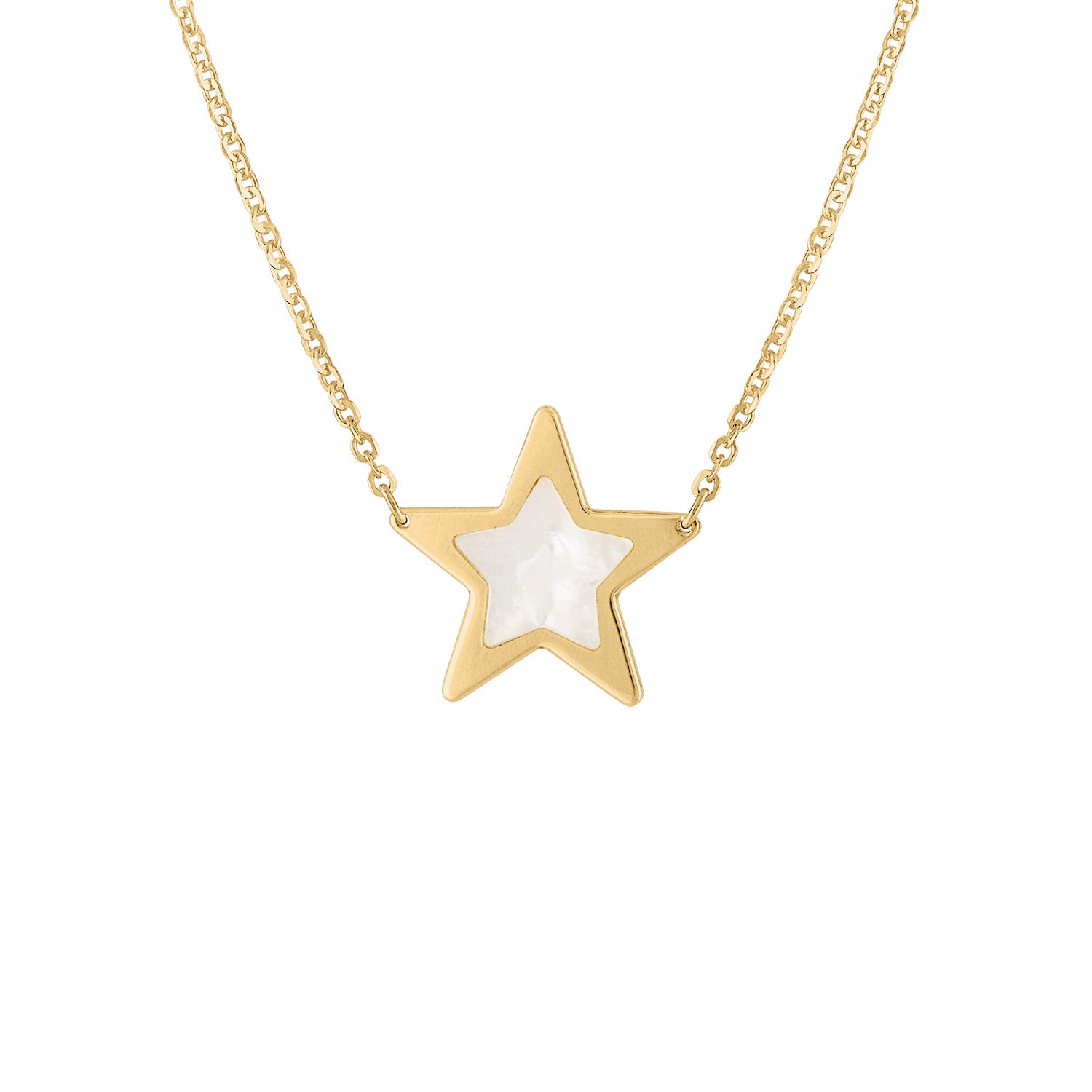 14KT GOLD SMALL MOTHER OF PEARL STAR NECKLACE