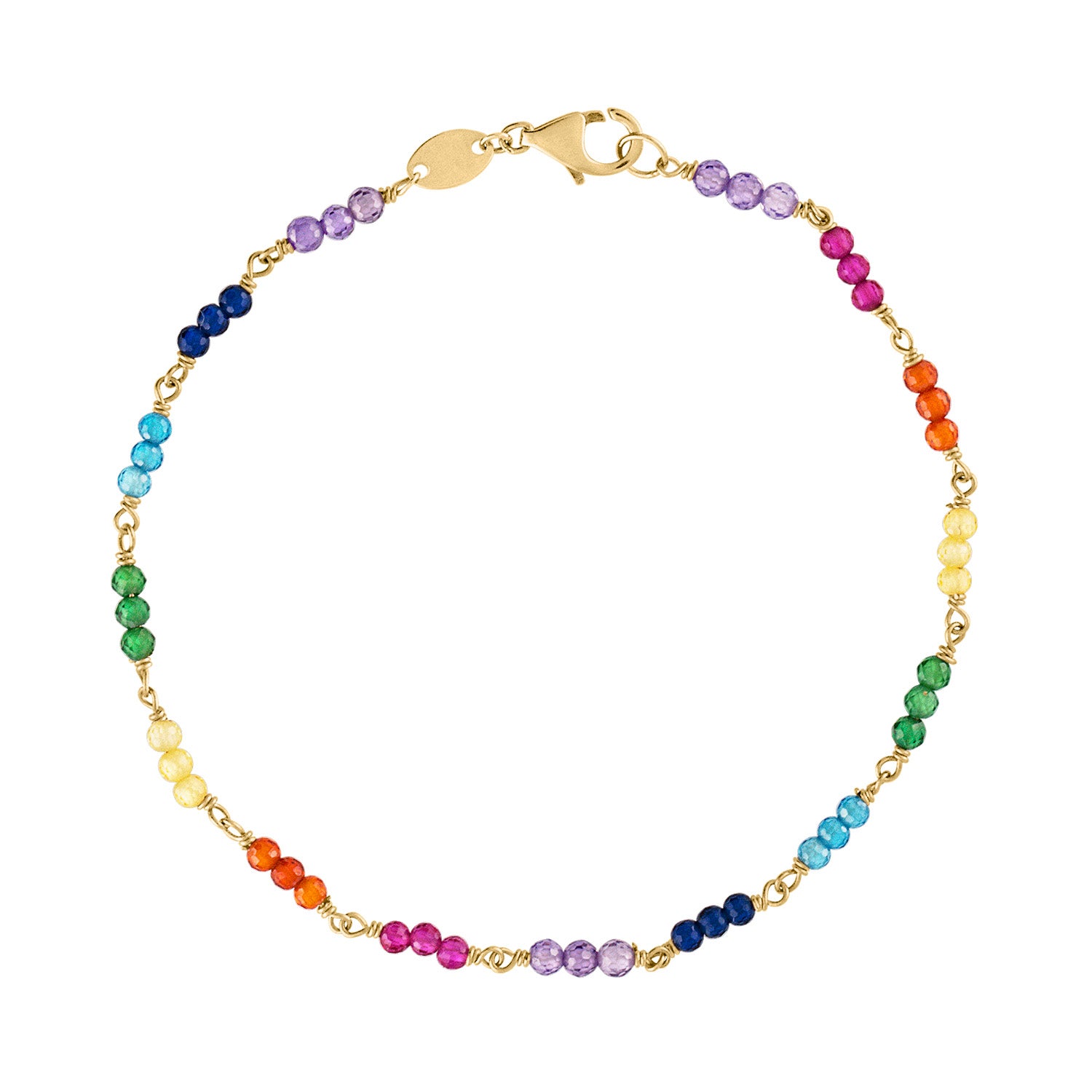 14KT GOLD RAINBOW GEMSTONE BRACELET