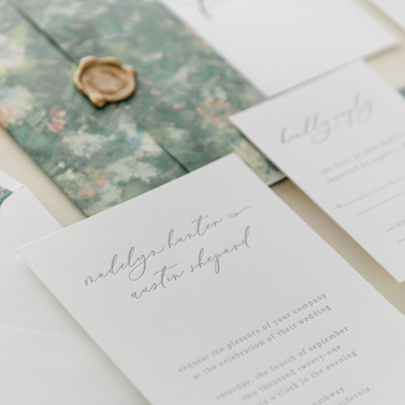 Letterpress wedding invitation by Lily & Roe Co.