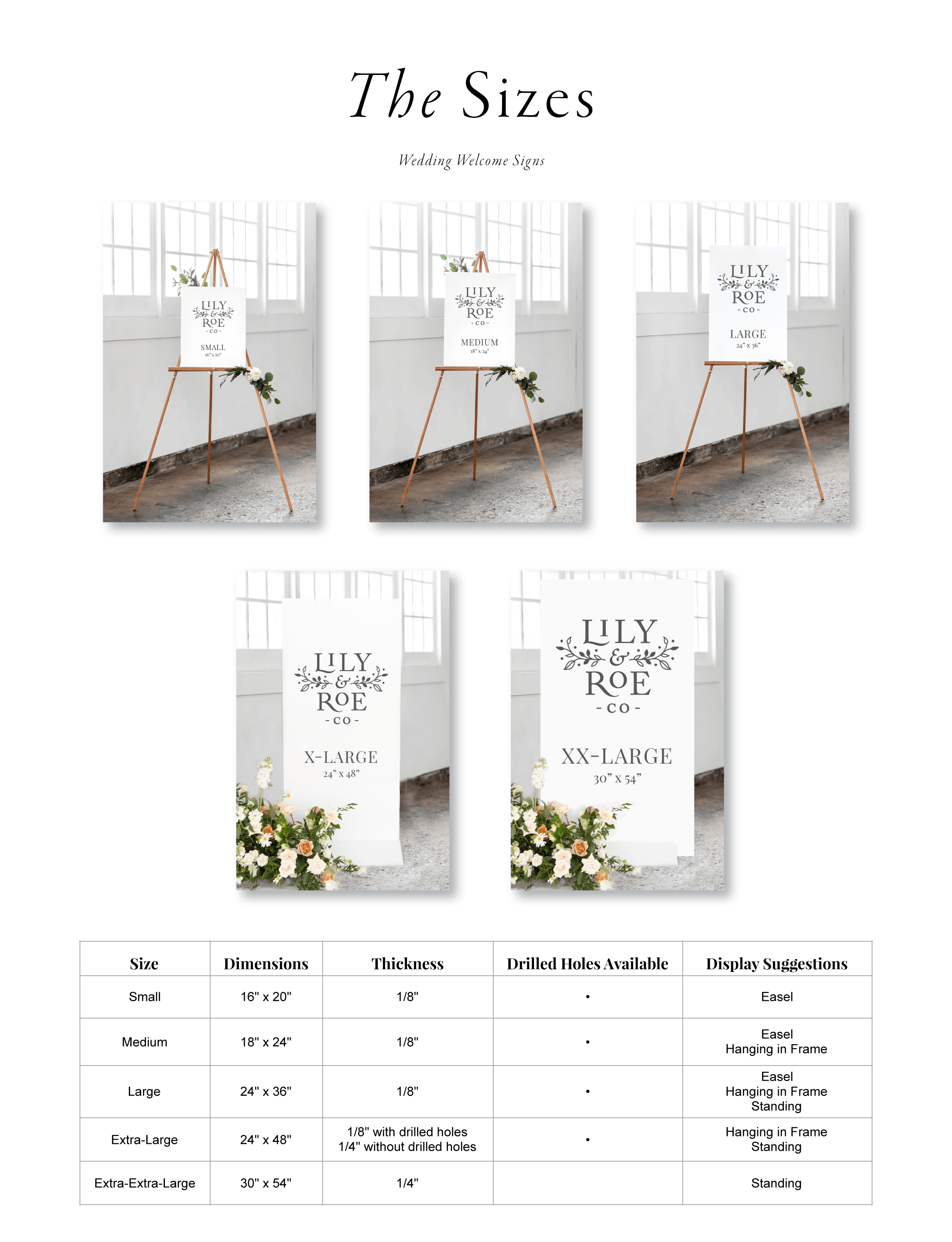 Acrylic Welcome Sign Size Guide Lily Roe Co