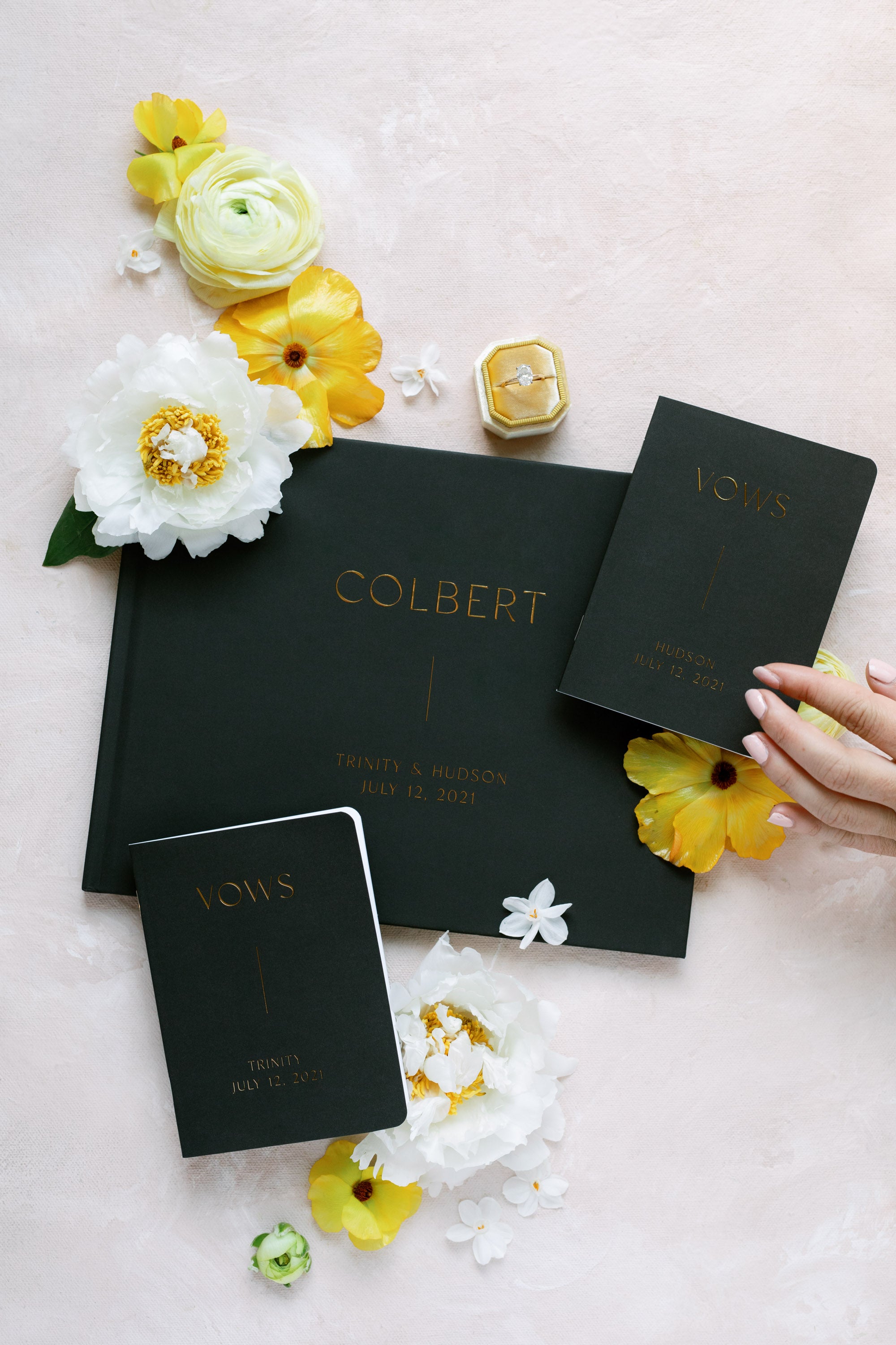 Unique Wedding Guest Book Personalized By Lily Roe Co Black With Gold Foil