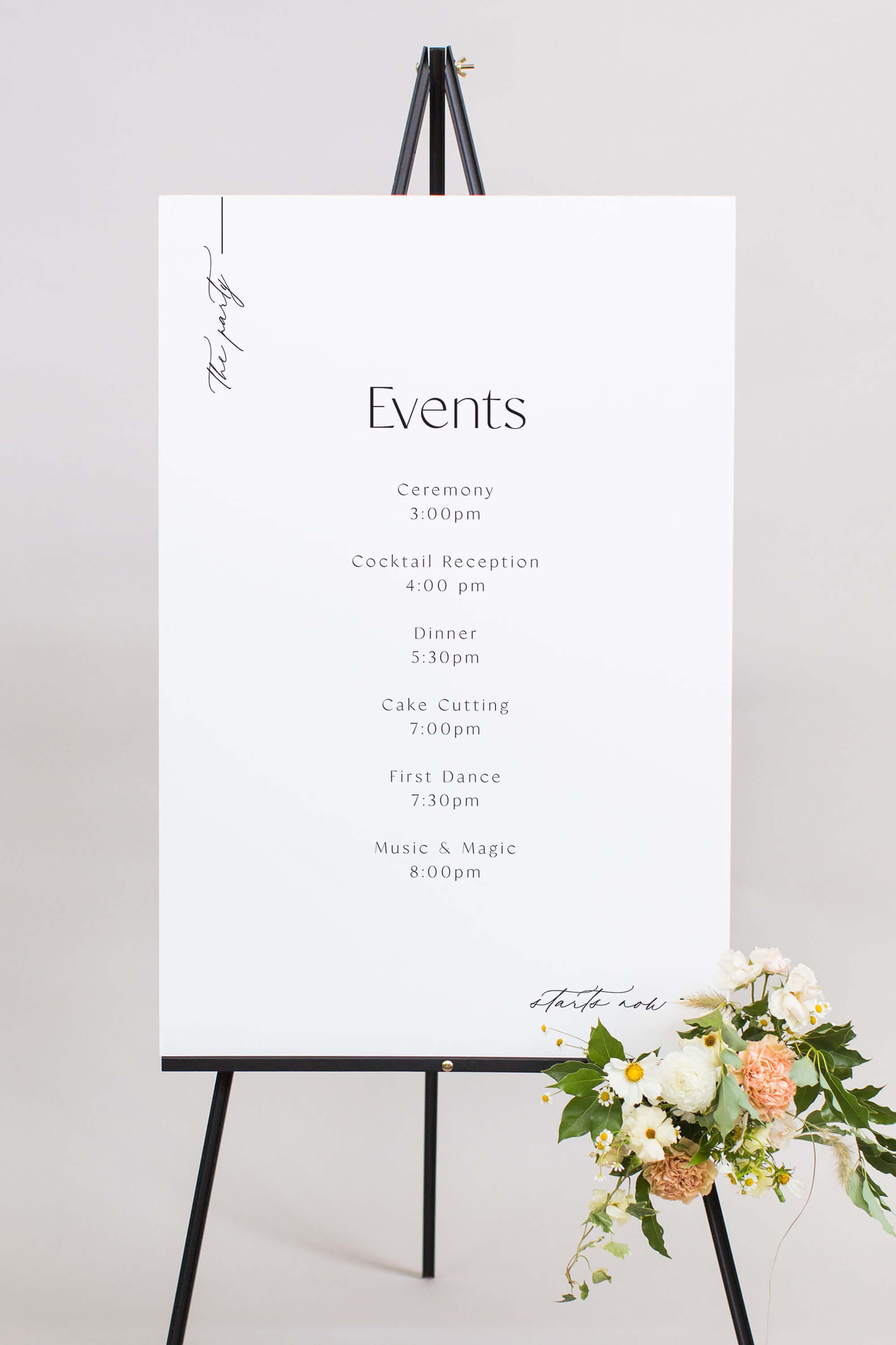 Order Of Events Wedding Sign