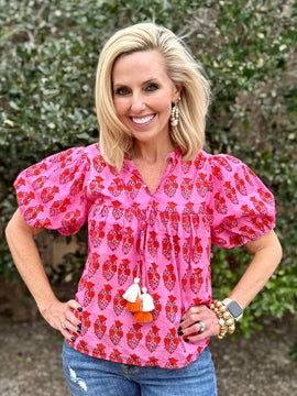 Cherished Charm Block Print Blouse