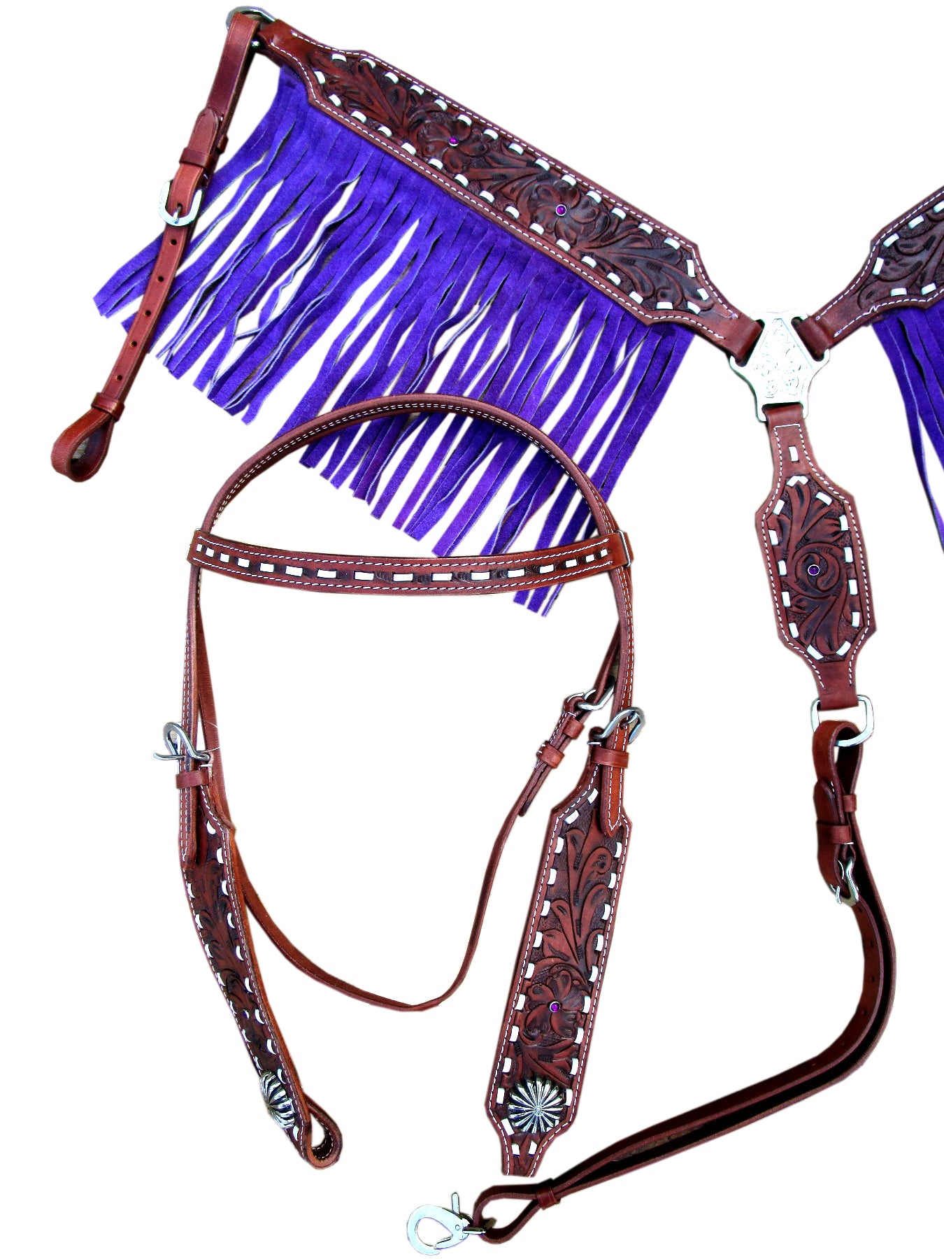 Klassy Cowgirl Leather Single Ear Headstall & Breast Collar Set w