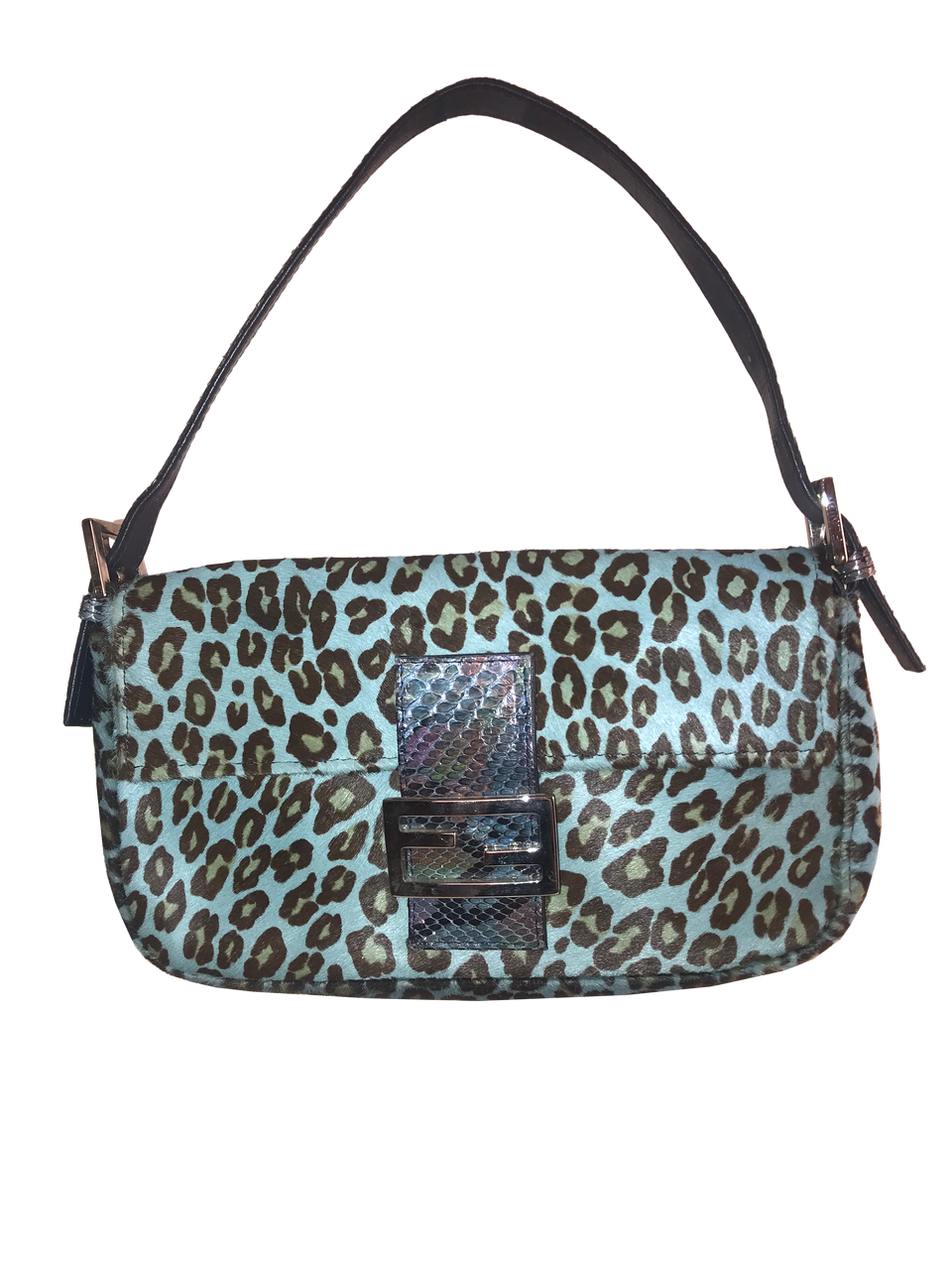 blue leopard print bag