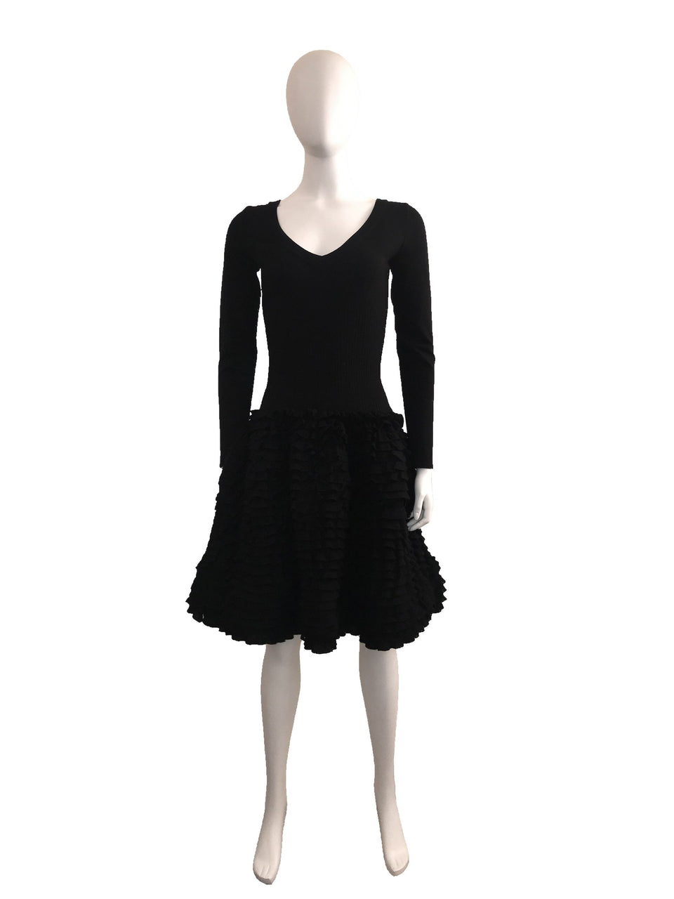 Knit Dress with Ruffle Skirt