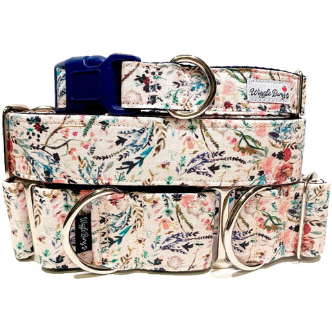 a dainty light pink floral dog collar