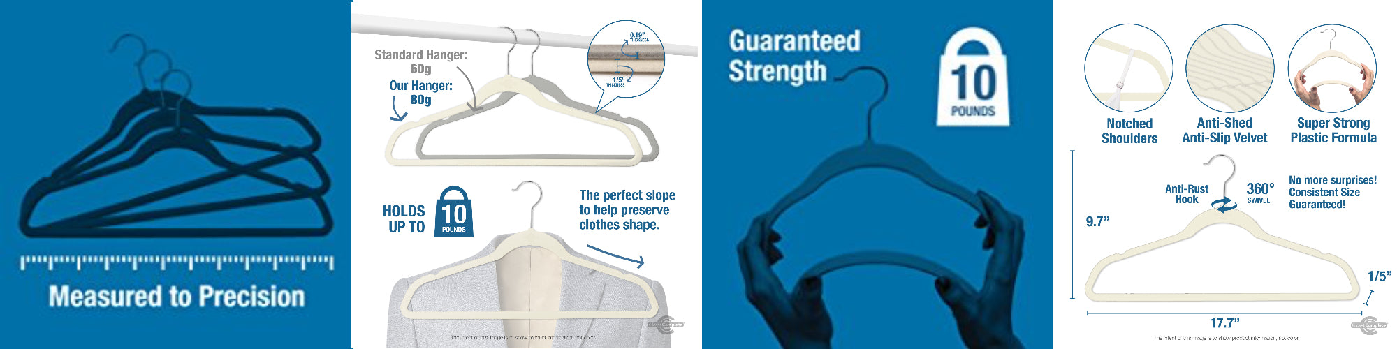 Closet Complete 50 Pack 'Elite Quality' Velvet hangers - Aqua with