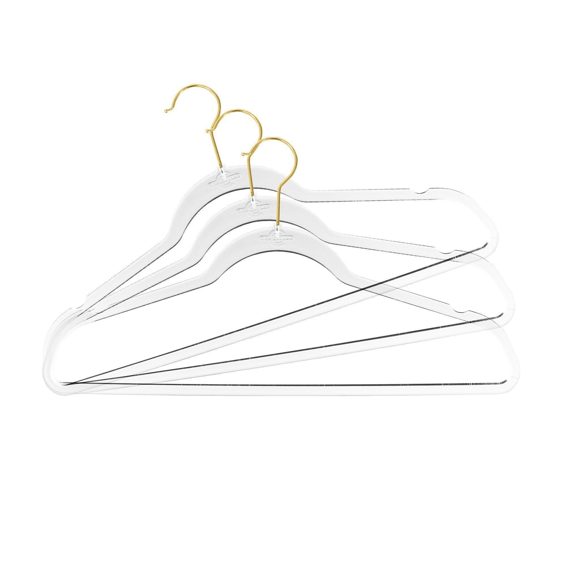 Quality Hangers 5 Pack 12.5 Inches Kids Size Acrylic Hangers – Crystal Clear Hangers for Kids Clothes 7-10 Years Old with Wide Matte Gold Metallic