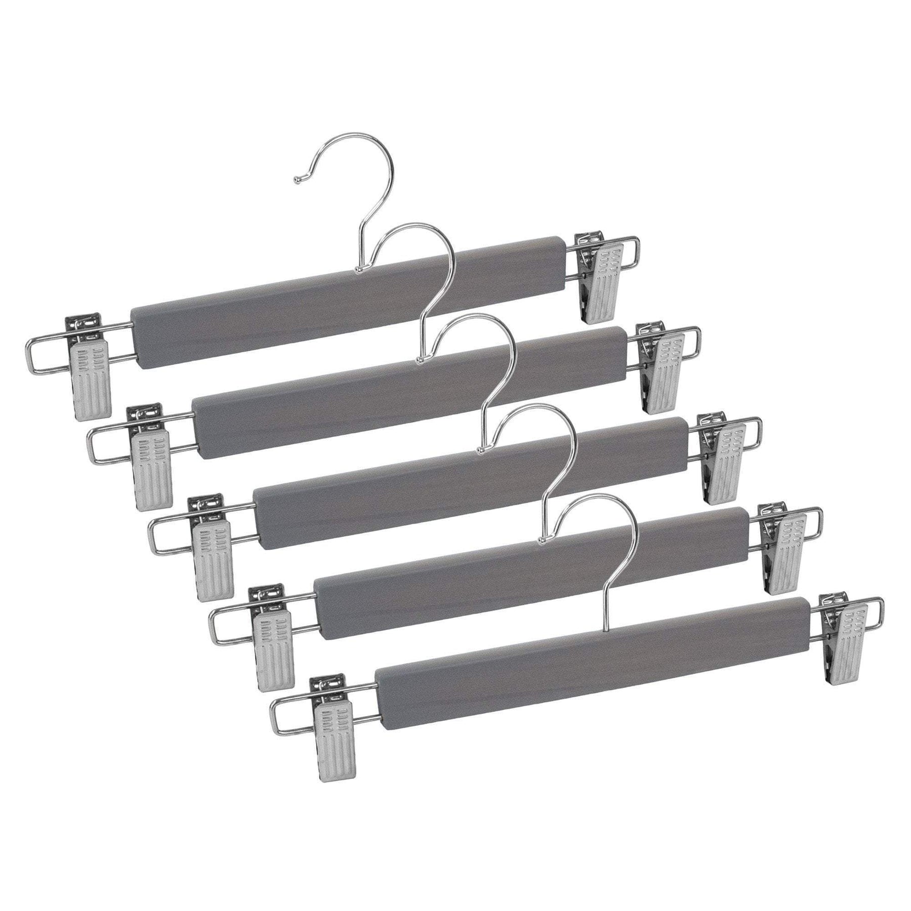 Black Wooden Coat Hangers with Chrome Clips