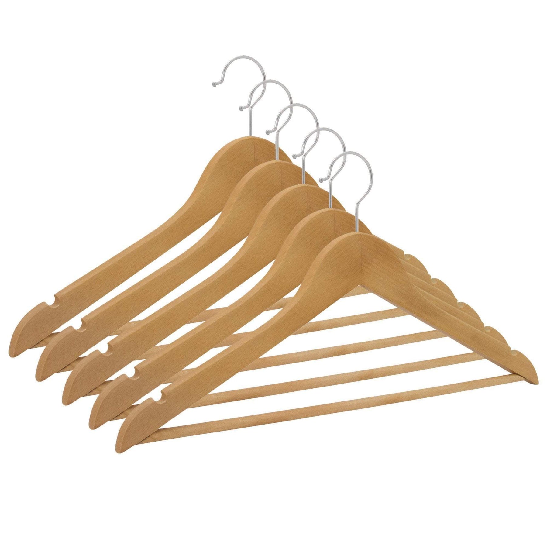 Wood Suit Hangers With Locking Bar And Reinforcement Hook Subastral