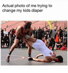 diaper changing wrestling match