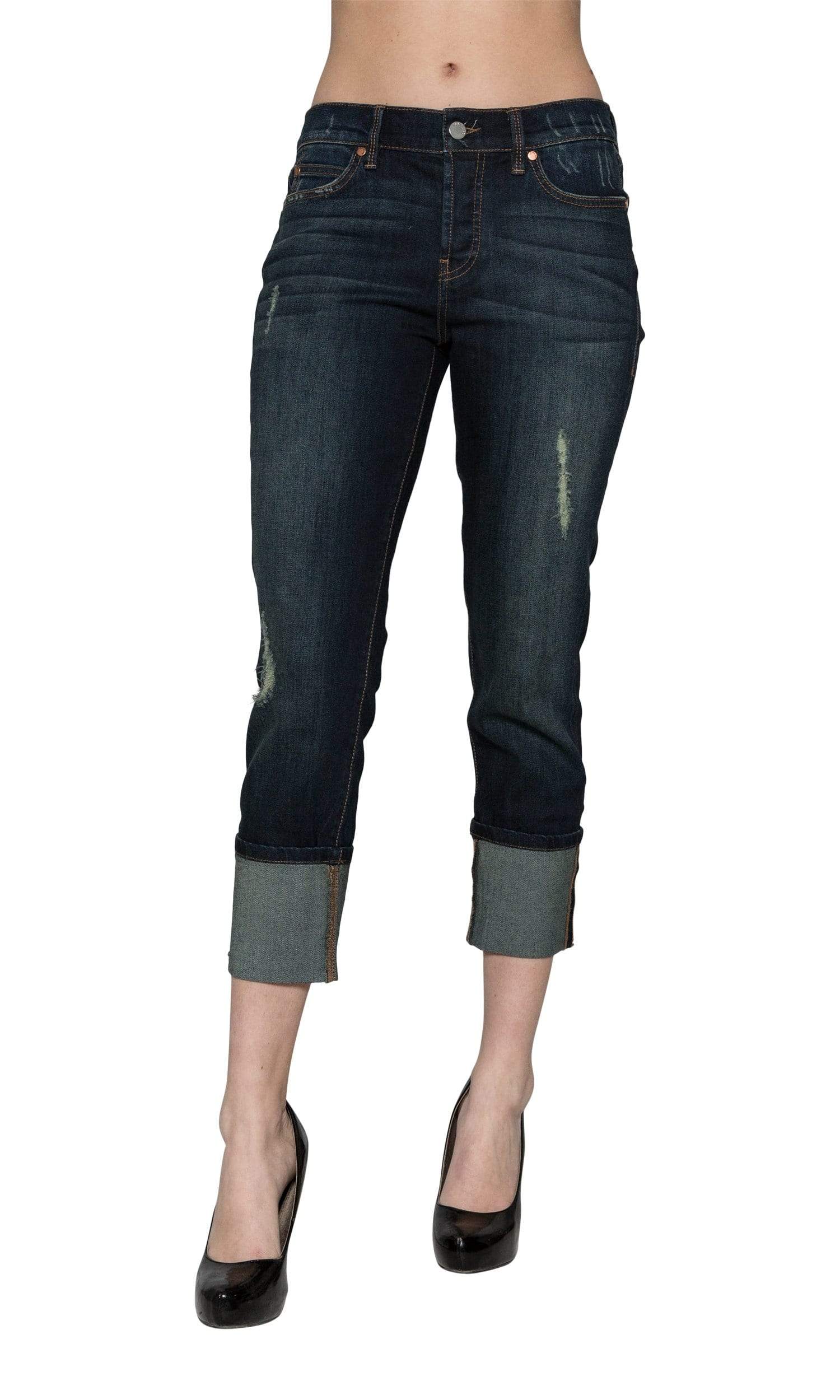 fringe bottom capri jeans