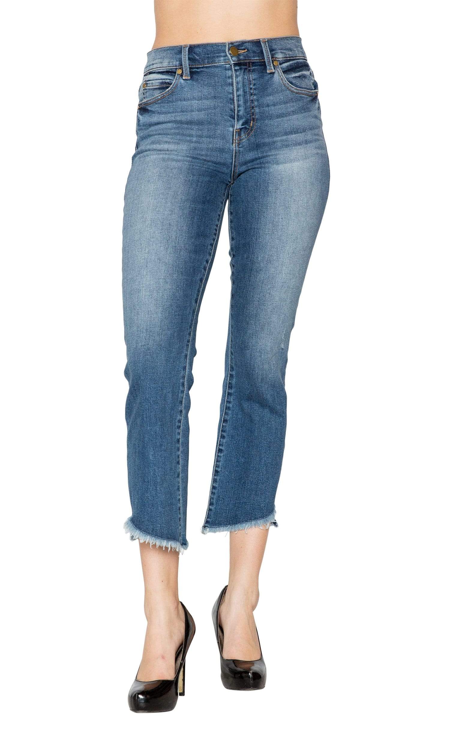 fringe bottom capri jeans