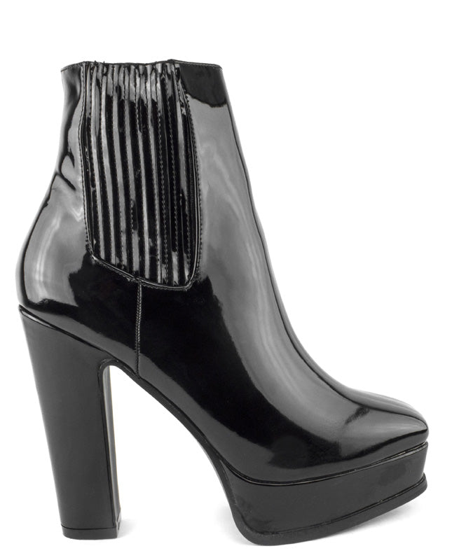 patent leather bootie