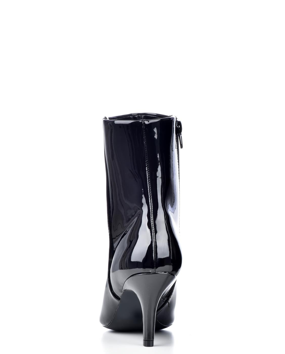 black patent leather kitten heel boots