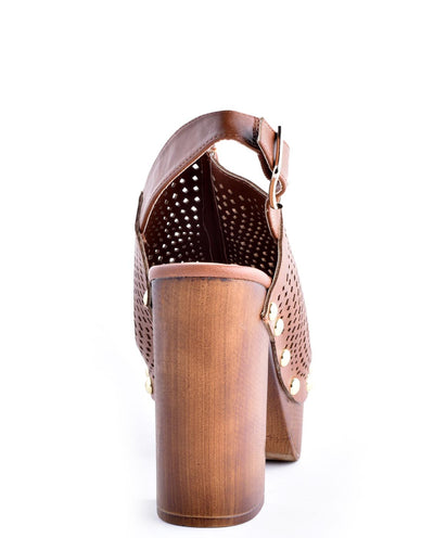 leather clog heels