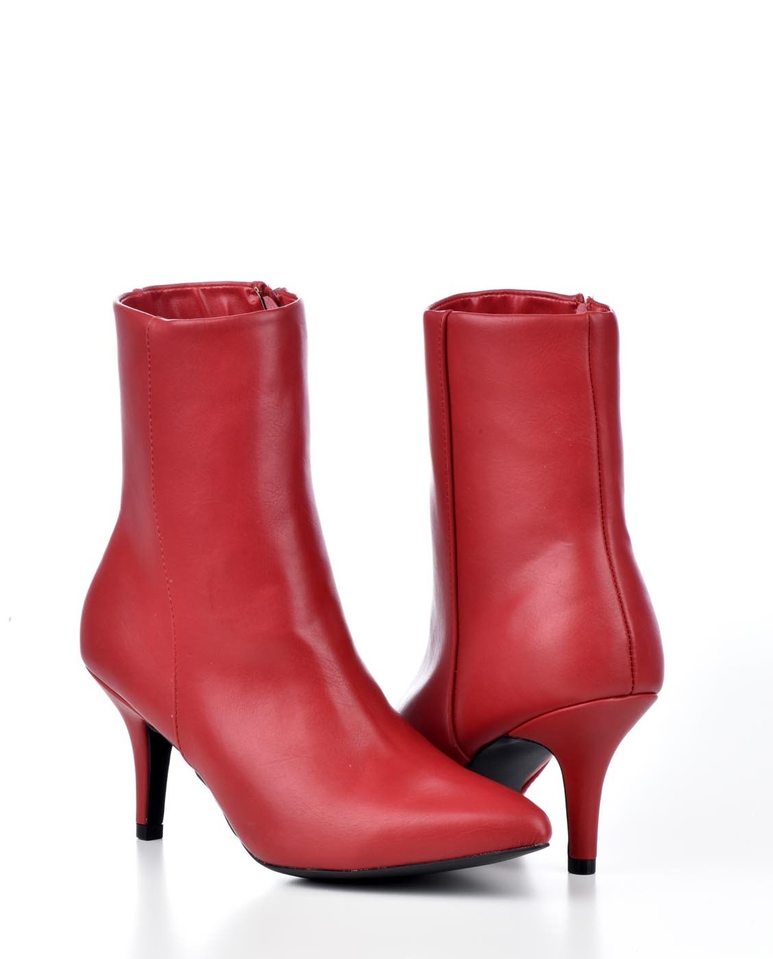 red kitten heel booties