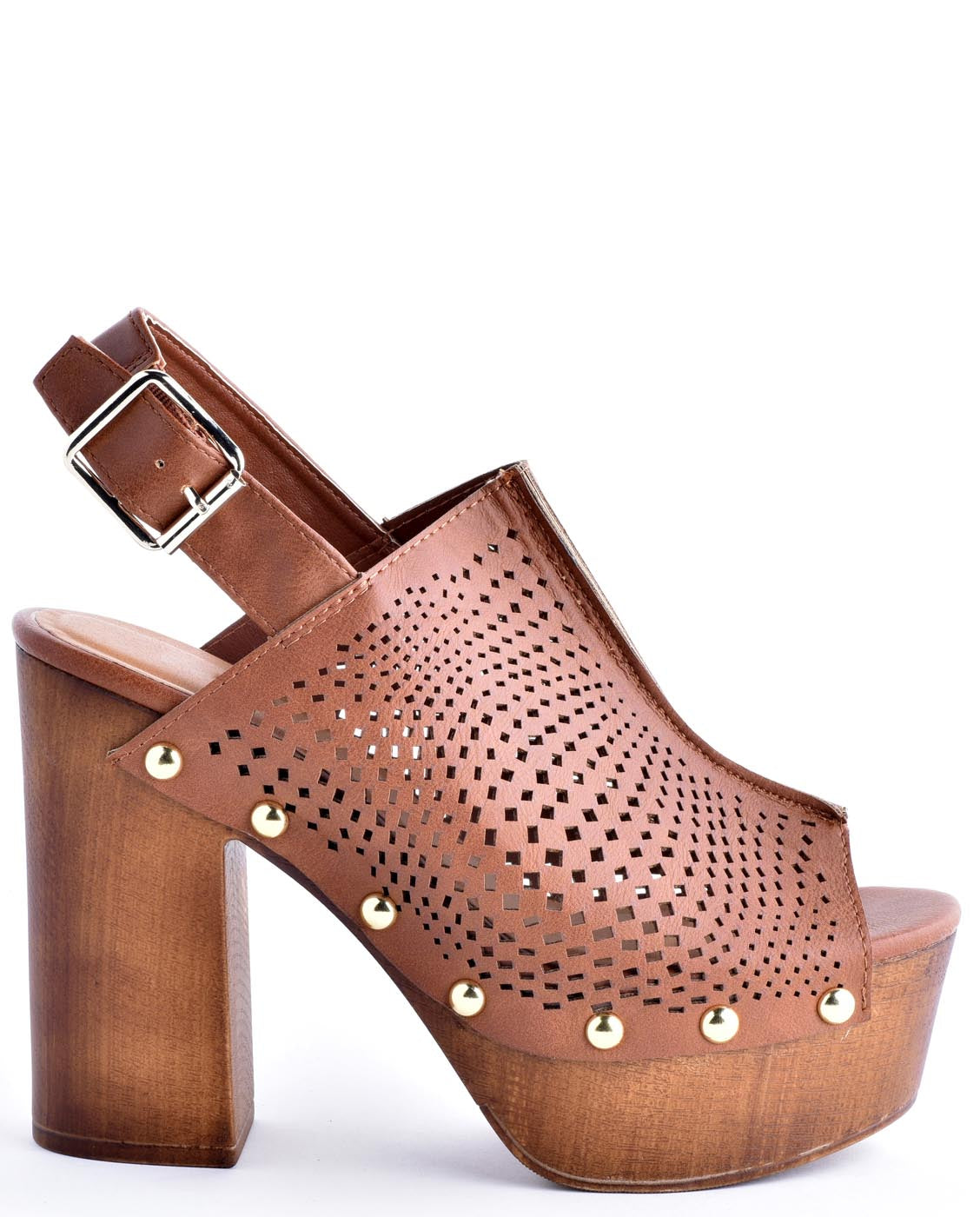 70s Style Wooden Slingback Leather 