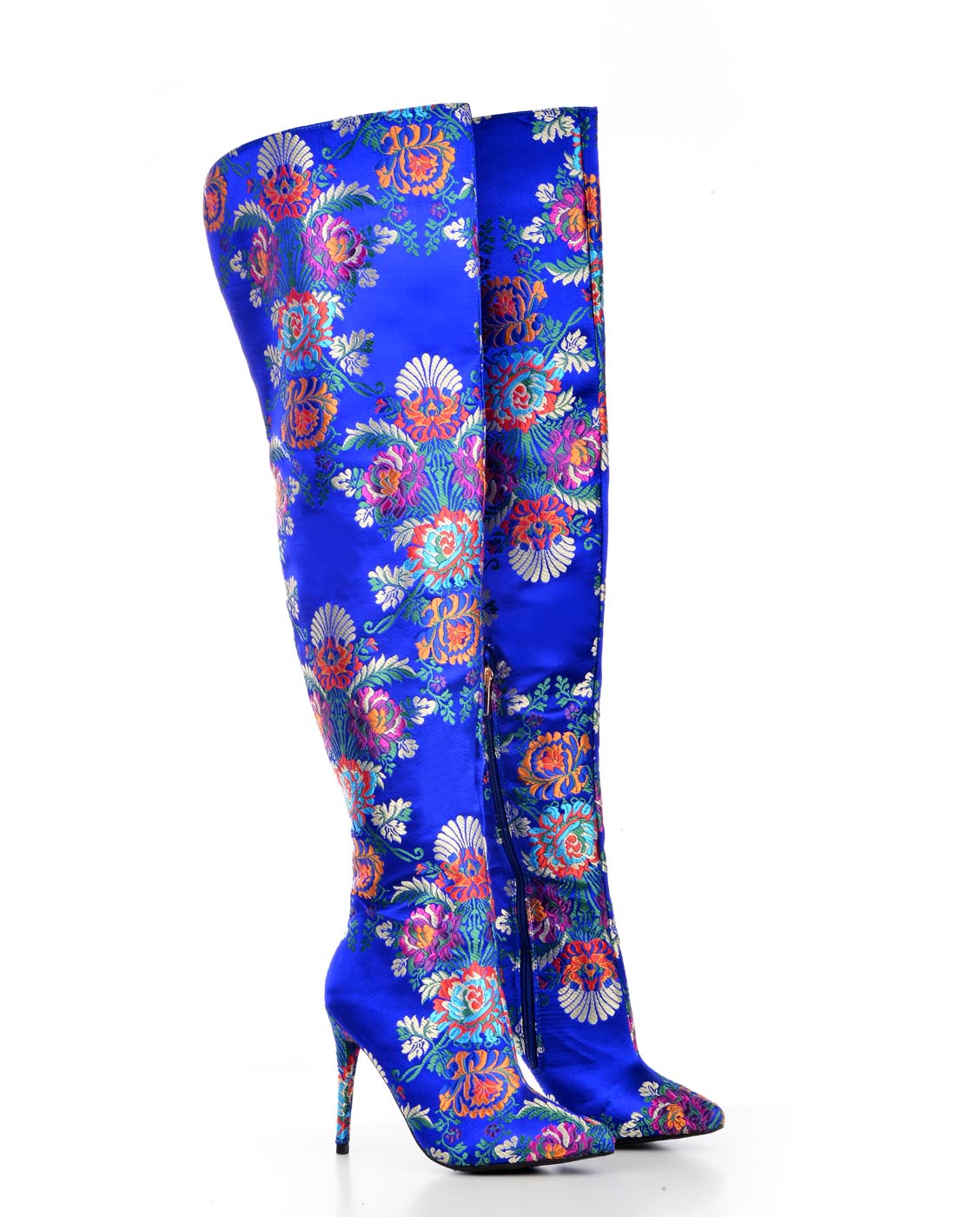 blue thigh high boots