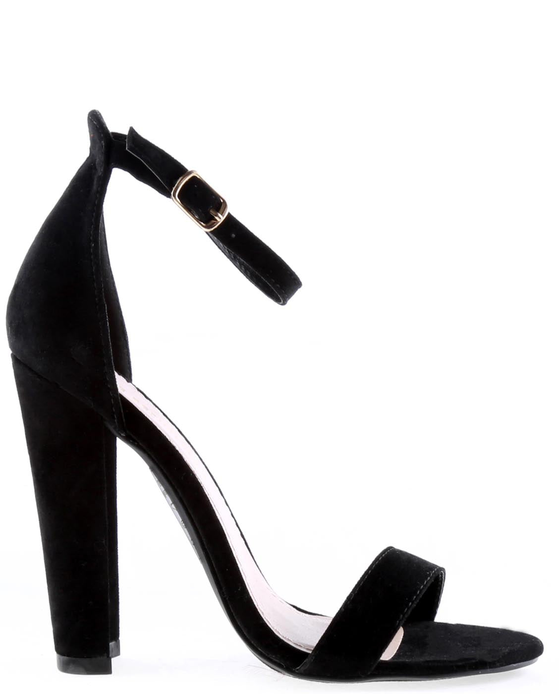 black ankle strap heels open toe