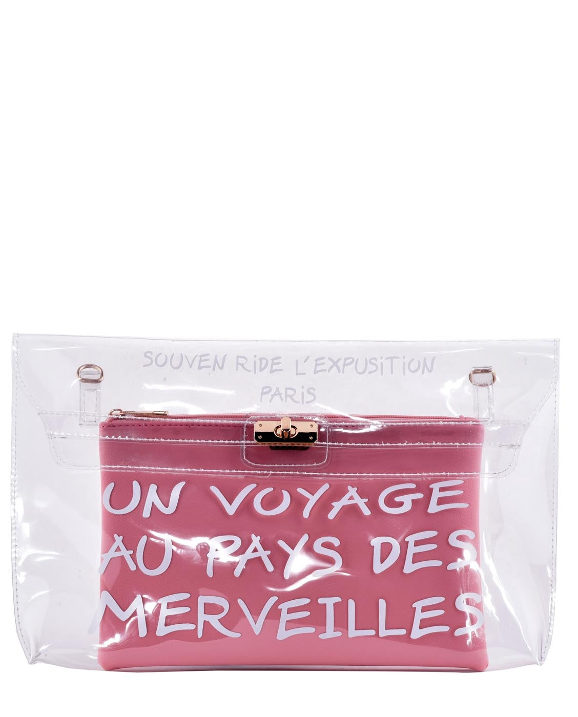 transparent bag with writing