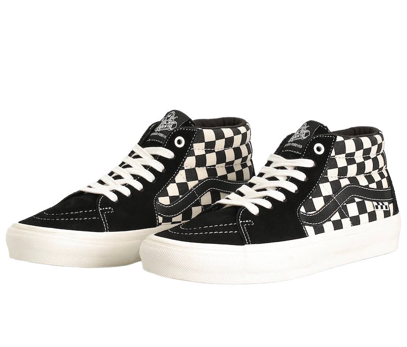 Vans Skate Grosso Mid Shoes (Checkerboard Black / Marshmallow) — Albe's BMX